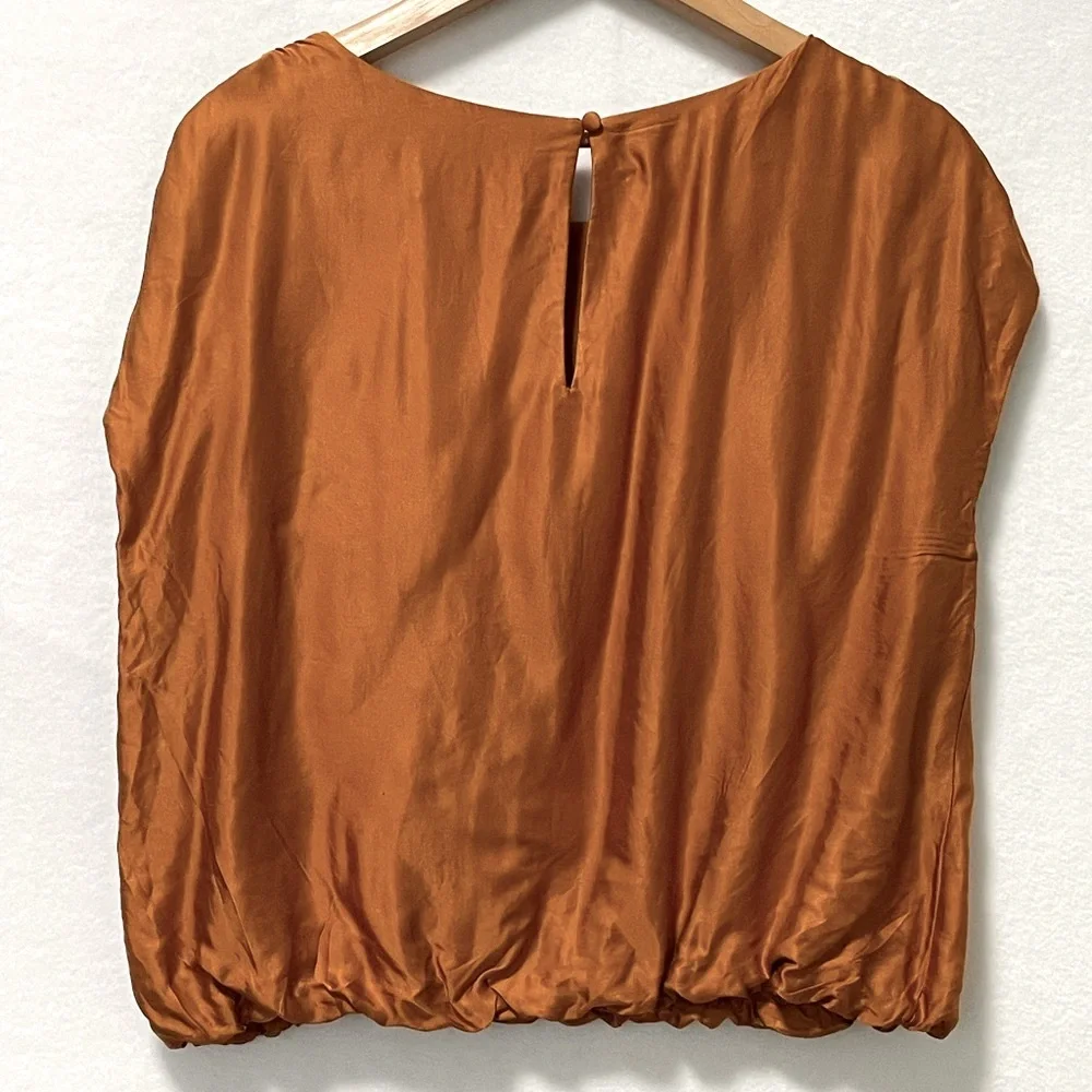 Anthropologie copper silk Ruched Blouse - Picture 6 of 9